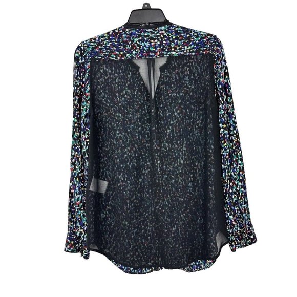 SANDRO Top Size S Sheer Back Abstract Printed Blouse Black Confetti‎ Top Size 1 - Picture 4 of 9
